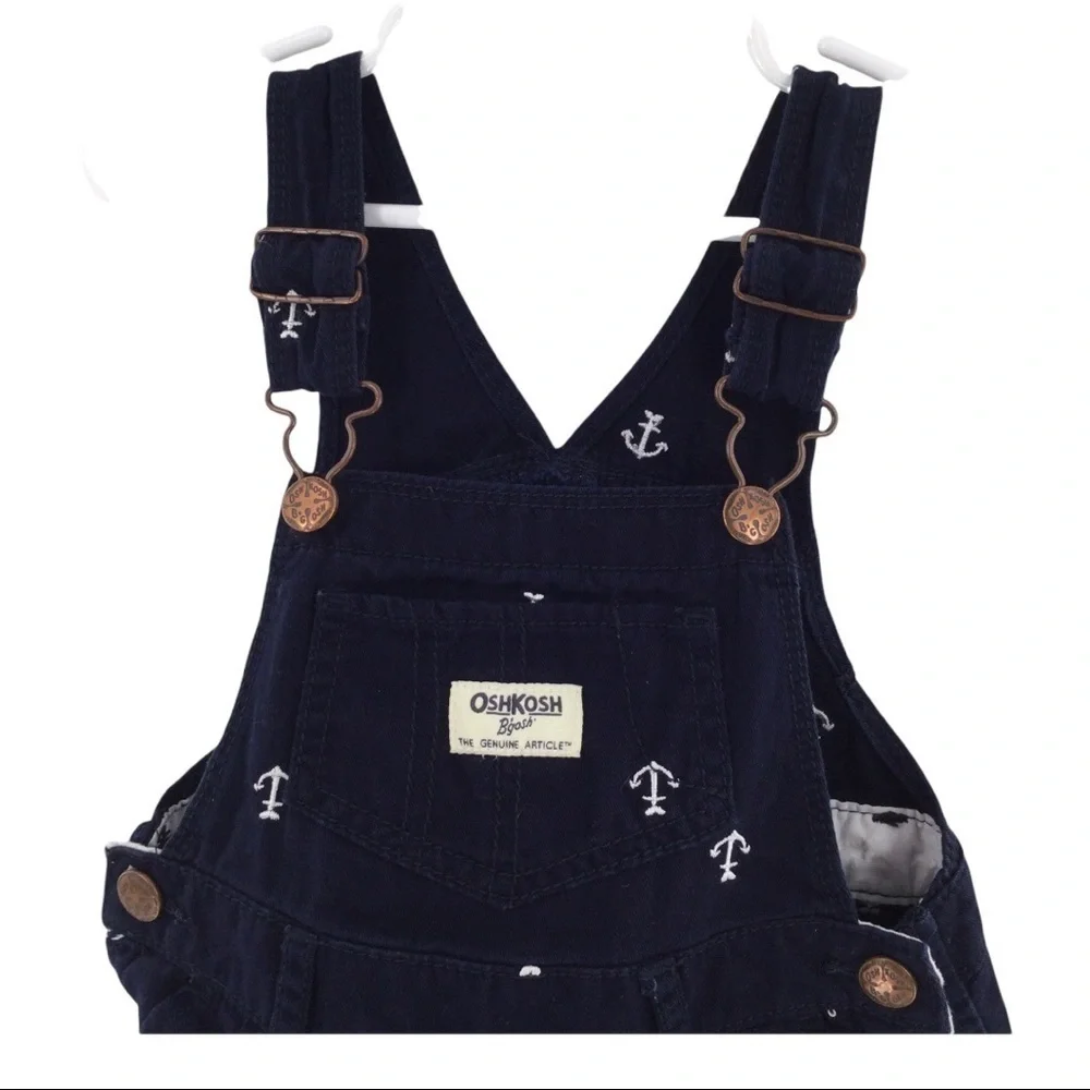 #017 Oshkosh Anchors Away Girl’s Blue and White Overall Dress‎
